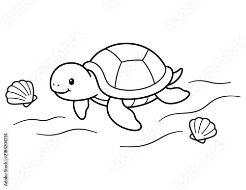 Photography A delightful coloring page featuring a charming sea turtle swimming gracefully a