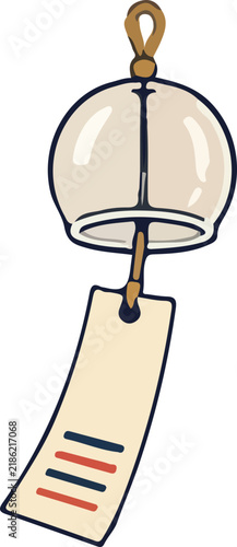 Japanese furin glass wind chime vector illustration