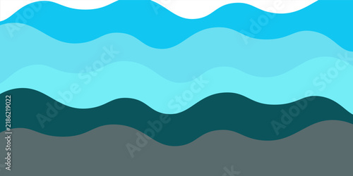 Abstract Layered Ocean Waves Background in Blue and Teal Tones for Modern Design Illustration