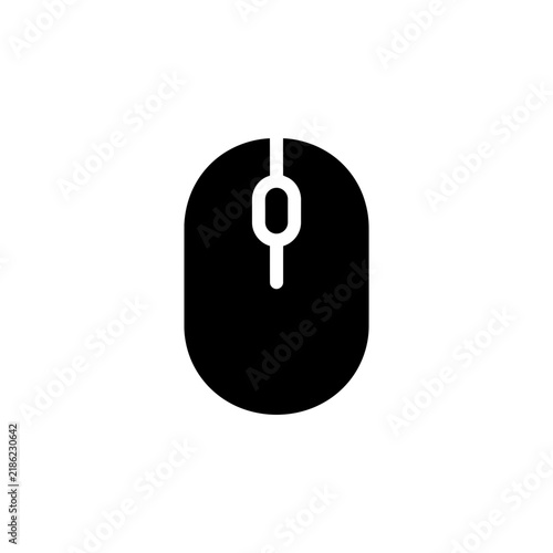 Minimalist black computer mouse icon with scroll wheel representing digital navigation and hardware for user interface design