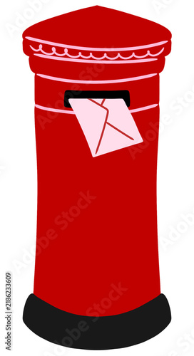 Red Post Box Hand-drawn Illustration