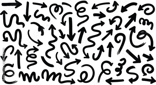 Hand drawn arrow collection with assorted black pointers