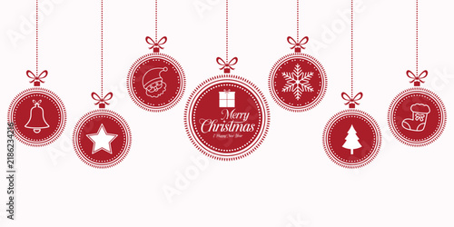 Christmas red balls box, tree, bells, santa, star, snowflake, stockings, element collection