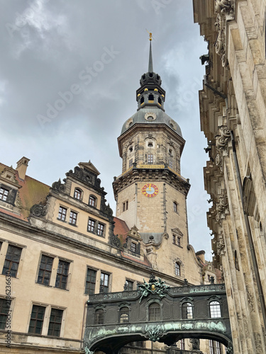 The tower of royal palace in Dresden Castle in the old town of Dresden, Germany