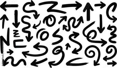Doodle arrow design elements with assorted black pointers