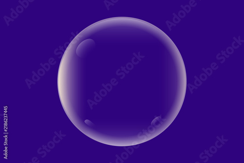 Realistic Transparent Soap Bubble with Colorful Iridescent Reflection 