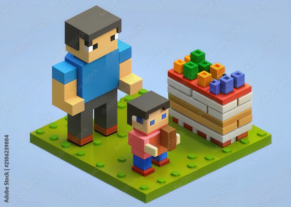 Obraz premium 3D Lego Family Scene