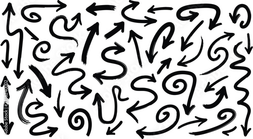 Sketched arrow design elements with assorted black pointers
