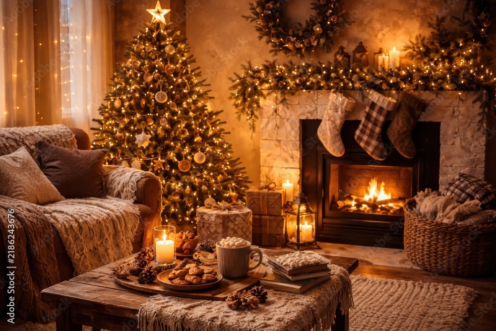 Obraz premium Cozy festive living room decor