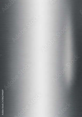 Detailed macro view of a brushed stainless steel surface featuring a sleek horizontal grain and smooth radial gradient light transitions, sleek, brushed, texture
