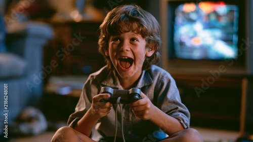 80s kid playing on his old console