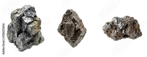 Dysprosium magnet mineral ore specimens, isolated on transparent background. Rare dysprosium minerals PNG