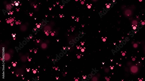 Cosmic Glow of Sparkling Pink Particles Against Dark Space Background