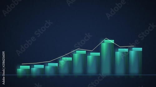 Ascending Green Line Graph on Dark Blue Background with Glowing Peaks