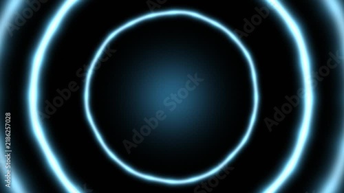 Futuristic Glowing Concentric Circles in Deep Blue Gradient Lighting