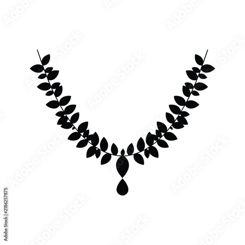 Canvas Print Black silhouette laurel wreath necklace design for elegant fashion and ornamental branding