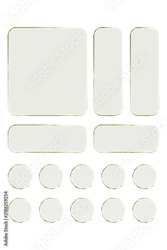 Transparent glass elements with liquid morphism effect for ui design and modern interfaces. Rounded rectangles, circles and buttons with frosted blur overlay Glassmorphism components for web or app
