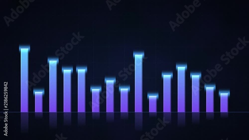 Neon Glowing Bar Graph Visualization on Dark Background