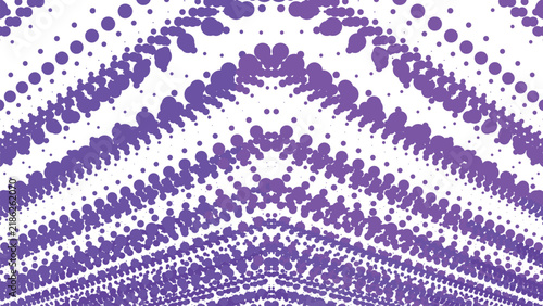 Vibrant purple circular halftone pattern with dynamic wave motion on a clean simple white design template