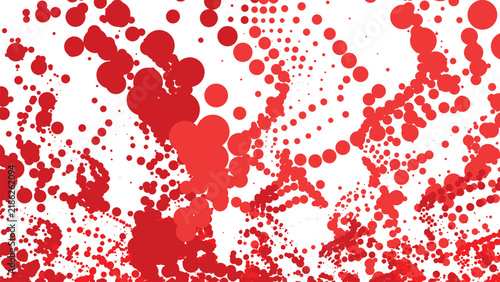 Vibrant red circular particle cloud dispersion effect floating over a clean and bright white space