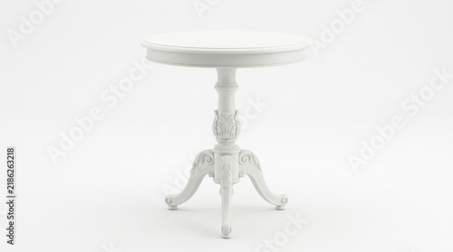 Elegant white round vintage side table