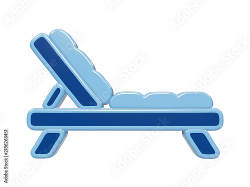 Cuadro en lienzo 3D rendered blue sun lounger icon with soft rounded edges for summer vacation an