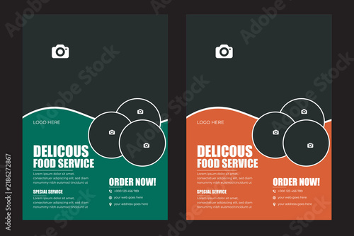 food and restaurant flyer design template Food Delivery Flyer Pamphlet brochure design vector template in A4 size. Healthy Meal, Green color Restaurant menu template