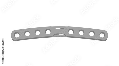Curved Metal Bracket with Holes, Isolated on Transparent Background