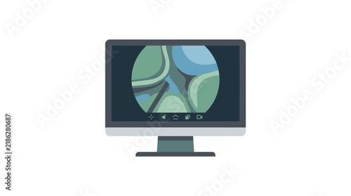 Desktop Computer Monitor Displaying Abstract Organic Shapes