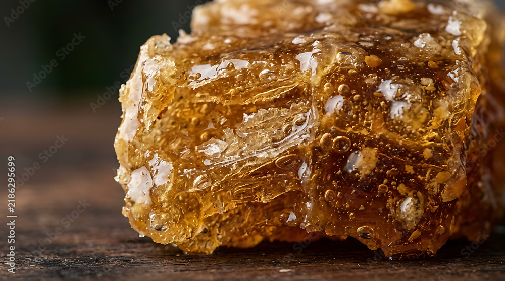 Fototapeta premium Golden Honeycomb Macro Texture Close-up
