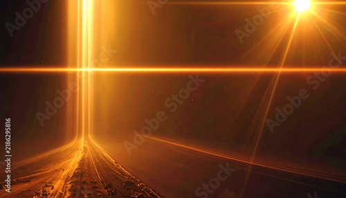 Bright Sun Flare with Lens Flare Effects on Dark Background