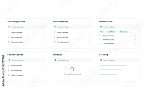 Search fields with autocomplete history and filter states