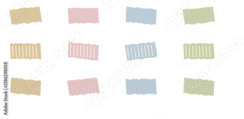 Torn adhesive tape strips for scrapbook and collage layouts