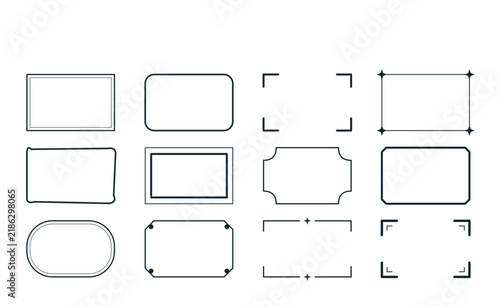 Decorative borders and frames with geometric and sketch corners