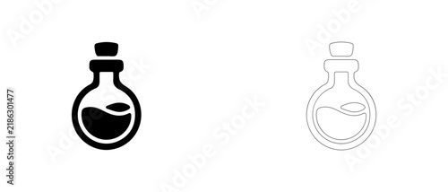 Canvastavla Magic potion flask bottle vector icon filled and outline, health mana elixir and alchemy vessel symbol