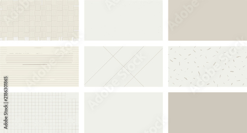 Comprehensive Minimalist Architectural Textures and Technical Blueprint Mockup Background Asset Set Featuring Fine Geometric Lattices, Parallel Grid Rules, Intersecting Creases, and Speckled Cardstock