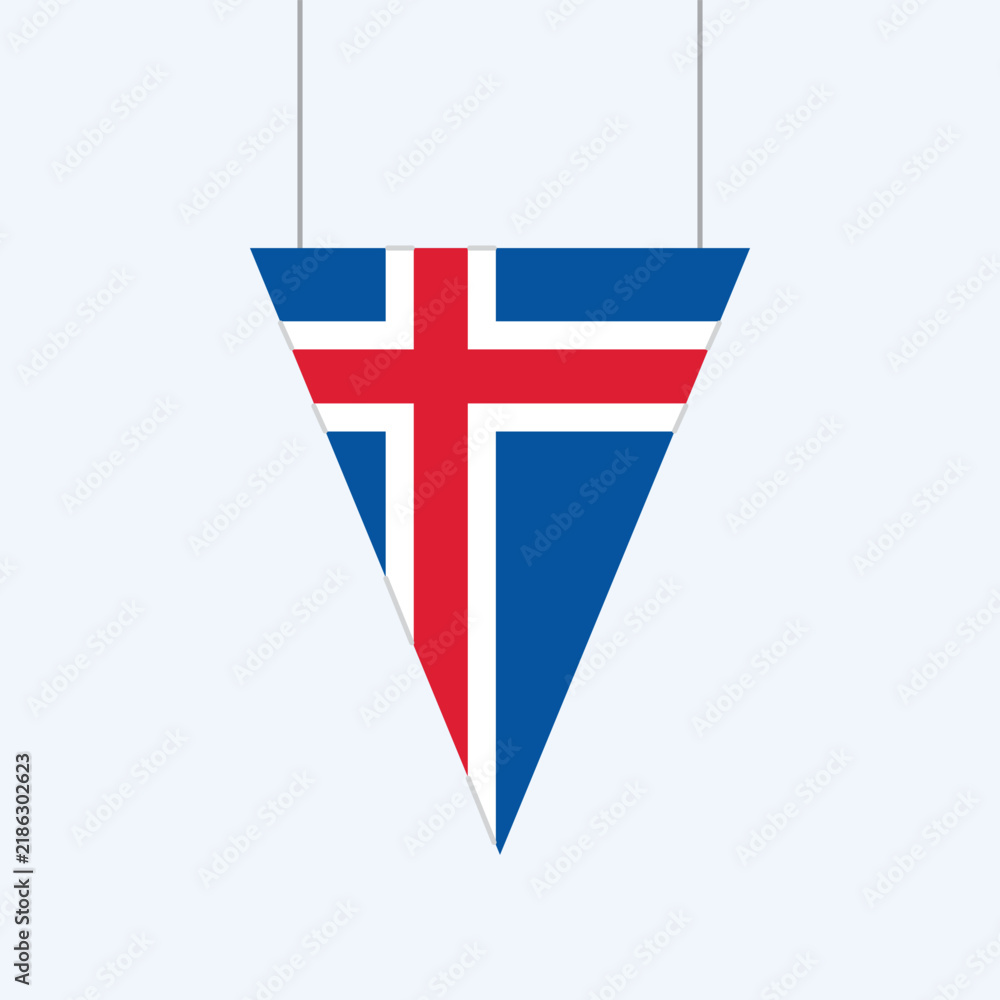 Fototapeta premium Iceland Flag Hanging Triangular Pennant Decoration