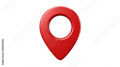 Red 3d location pin on white background, on png isolated background