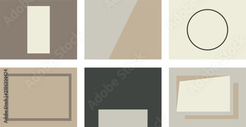 Comprehensive Minimalist Aesthetic Background and Social Media Story Template Asset Set Featuring Earthy Tones, Central Geometrics, and Vector Selection Path Wireframes
