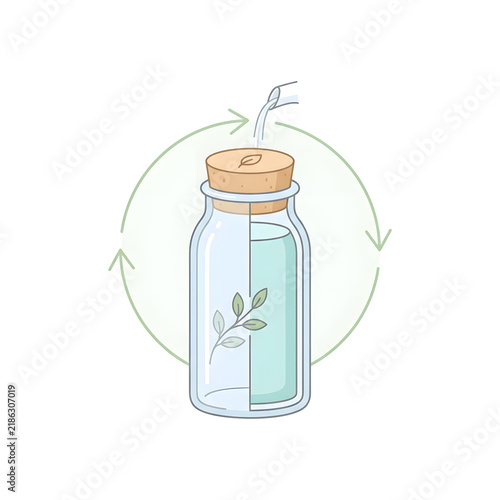 Sustainable Eco Friendly Glass Bottle Refill Cycle Concept for Environmentally Conscious Living