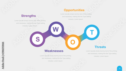 SWOT Analysis Template with Four Colorful