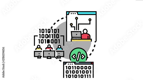 Programmers collaborating on software development, writing and optimizing clean code for efficient system maintenance, and ensuring clear documentation for future updates