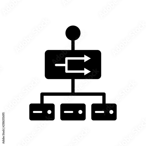 Load Balancer Server Network Black and White Vector Icon