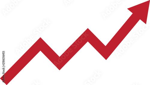 Red upward growth arrow vector illustration