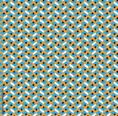 Quadro su tela Geometric Pattern with Orange, Blue, White, and Black Shapes