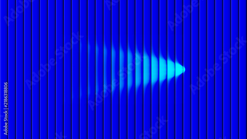 Obraz na płótnie Arrow shape formed by wave distortion within blue vertical lines