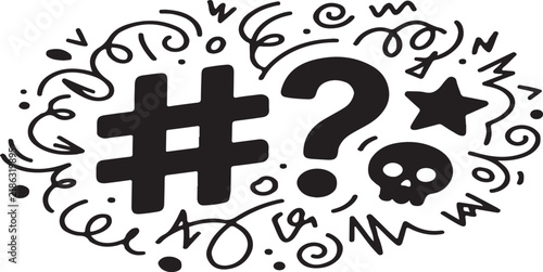 Comic book style swearing symbols featuring a hashtag and question mark on a white background