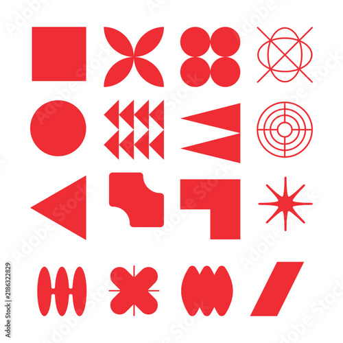 Geometric shapes vector art illustration on white background.