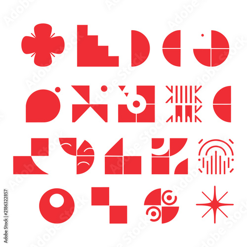 Geometric shapes vector art illustration on white background.