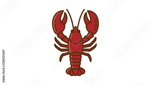 Red lobster illustration isolated on white background.